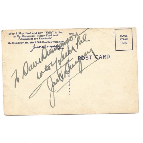 Jack dempsey autograph signed - jack,